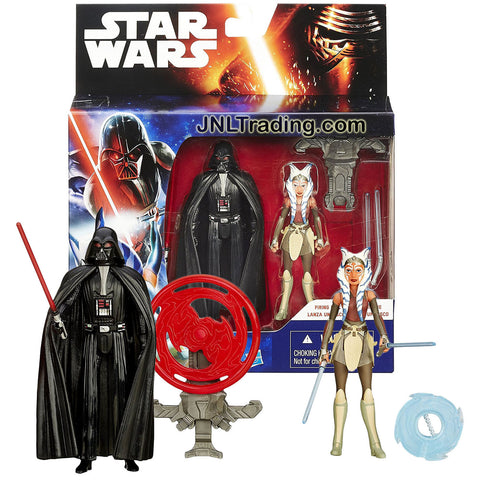 Hasbro Year 2015 Star Wars Rebels 2 Pack 4 Inch Tall Figure Set - DARTH VADER and AHSOKA TANO with Disc Launcher and Lightsabers