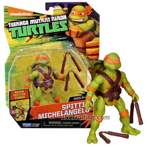 Year 2016 Teenage Mutant Ninja Turtles TMNT 5 Inch Tall Figure - SPITTIN' MICHELANGELO with Water Spitting Feature and Nunchucks
