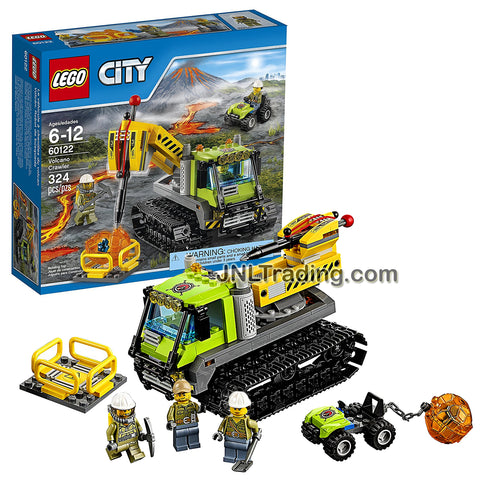 Lego Year 2016 City Series Set #60122 - VOLCANO CRAWLER with Jackhammer, Boulder Rack and ATV Plus Driver, Adventurer and Worker Minifigure (Pieces: 324)