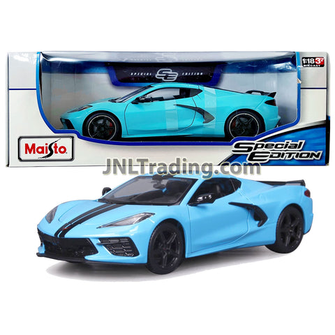 Maisto Special Edition Series 1:18 Scale Die Cast Car - Light Blue Sport Coupe 2020 CHEVROLET CORVETTE STINGRAY with Display Base