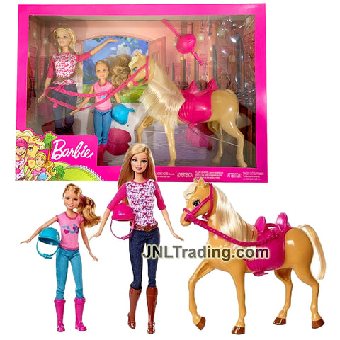 Year 2018 Barbie Horse Riding Series Doll Set - BARBIE, STACY and Pony Horse CCT25