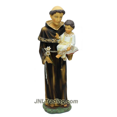 Giovanni Religious Home Decor Catholic Saints Series 16" Tall Figurine - Patron Saint of Lost Item ST ANTHONY with CHILD JESUS & Lily Flower (D18205)