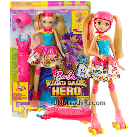 Mattel Year 2016 Barbie Video Game Hero Series 12 Inch Electronic Doll Set - BARBIE DTW17 with Light-Up Skates ,Helmet and Spinner