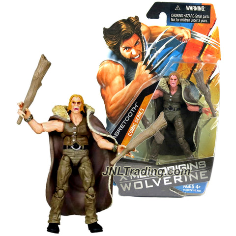 Hasbro Year 2009 X-Men Origins Wolverine Comic Series 4 Inch Tall Action Figure - SABRETOOTH with 2 Clubs and Removable Cape