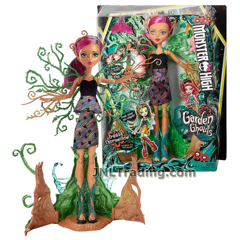 Monster High Year 2016 Garden Ghouls Series 14 Inch Doll Set - Daughter of a Tree Nymph TREESA THORNWILLOW with Trunk Base Stand