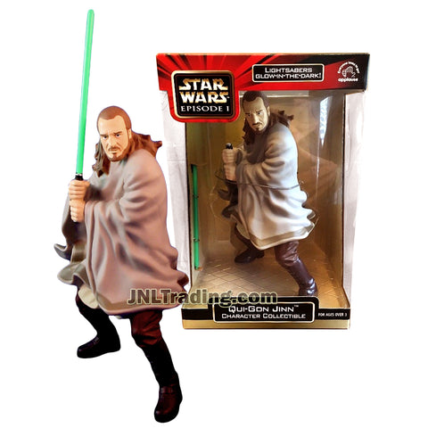 Star Wars Year 1999 Episode 1 The Phantom Menace Character Collectible Series 9-1/2 Inch Tall Figure : QUI-GON JINN with Glow-In-The-Dark Lightsaber