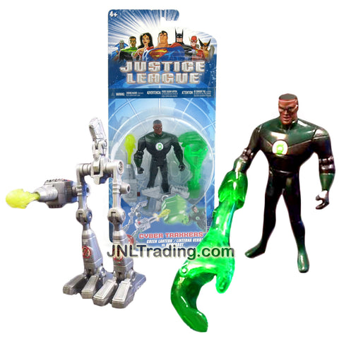 Mattel Year 2004 Justice League Cyber Trakkers Series 4-1/2 Inch Tall Action Figure - GREEN LANTERN with Crush Grip vs AMBERBOT with Missile Launcher and 1 Missile