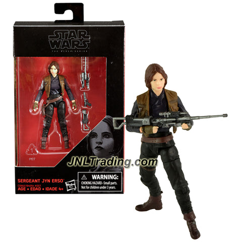 Hasbro Year 2016 Star Wars The Black Series Rogue One 4 Inch Tall Figure - SERGEANT JYN ERSO with Blaster Gun and Rifle Kit 