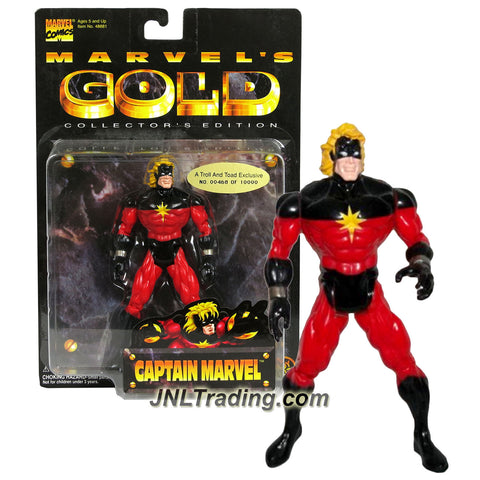  Marvel Comic Year 1997 Marvel's Gold A Troll and Toad Exclusive Series 5-1/2 Inch Tall Figure - CAPTAIN MARVEL