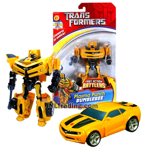 Transformer Year 2007 Fast Action Battlers Series 6 Inch Tall Figure - Autobot Plasma Punch BUMBLEBEE with Plasma Bolt Launcher (Vehicle Mode: Camaro Concept)