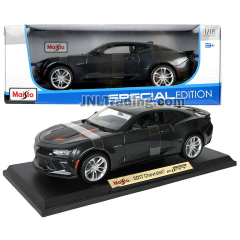 Maisto Special Edition Series 1:18 Scale Die Cast Car - Black Color Muscle Car 2017 CHEVROLET CAMARO FIFTY w/ Display Base (Car Dimension: 10" x 4-1/2" x 3")