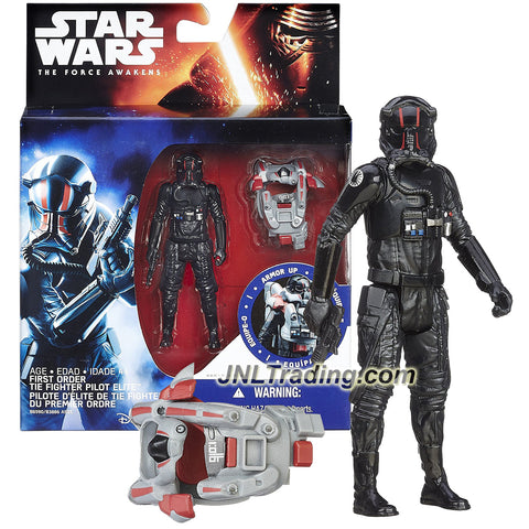 Hasbro Year 2015 Star Wars The Force Awakens Armor Up Series 4 Inch Tall Figure - FIRST ORDER TIE FIGHTER PILOT ELITE (B6590) with Blaster and Armor