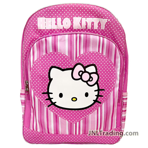 Sanrio Hello Kitty Heart School Backpack with 2 Compartments, 2 Side Pocket and Adjustable Padded Shoulder Straps