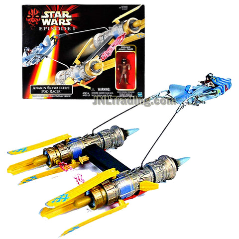 Star Wars Year 1998 Episode 1 The Phantom Menace Series Vehicle with 3 Inch Tall Figure Set - ANAKIN SKYWALKER'S POD RACER with Blast-Open Directional Vanes and Anakin Skywalker Figure