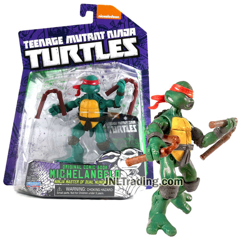 Year 2014 Teenage Mutant Ninja Turtles TMNT Original Comic Series 4.5 Inch Figure - Ninja Master of Dual Nunchucks MICHELANGELO with Nunchucks & Card