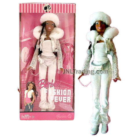 Year 2006 Barbie Fashion Fever Series 12 Inch Tall Doll Set - Sassy, Smart and Cool NIKKI in White Jacket and White Velvet Pants with Fur Hat, Pocket Belt, Shoes, Sunglasses and Purse