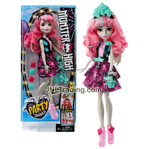Mattel Year 2016 Monster High Party Ghouls Series 11 Inch Doll Set - Daughter of Gargoyles ROCHELLE GOYLE with 7 Snap In Accessories and Roux Purse