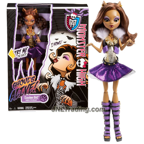 Mattel Year 2012 Monster High "Ghoul's Alive!" Series 11 Inch Electronic Doll Set - CLAWDEEN WOLF "Daughter of The Werewolf" with Closing Eyes and Howling Sound Plus Doll Stand