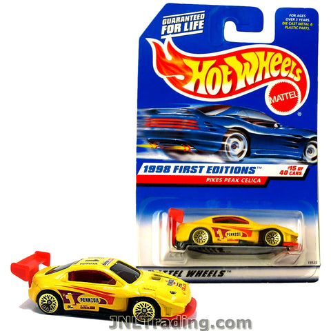 Hot Wheels Year 1998 First Editions Series 1:64 Scale Die Cast Car Set #15 - Pennzoil Yellow Color Sports Coupe PIKES PEAK CELICA 18532
