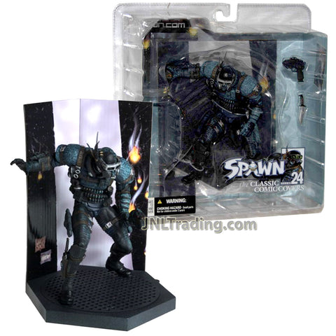 Year 2003 McFarlane Toys Spawn The Classic Comic Covers Series 6 Inch Tall Figure - SWAT (Comic Issue #64) with Knife, Submachine Gun and Display Base