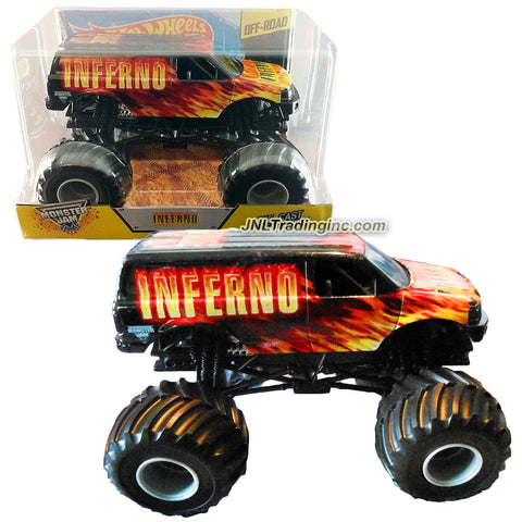 Hot Wheels Year 2014 Monster Jam 1:24 Scale Die Cast Official Monster Truck - INFERNO (CCB19) with Monster Tires, Working Suspension and 4 Wheel Steering (Dimension - 7" L x 5-1/2" W x 4-1/2" H)