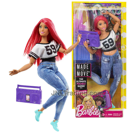 Year 2016 Barbie Made To Move You Can Be Anything Series 12 Inch Doll - Hispanic DANCER in Black White #59 Jersey Tops and Blue Denim Pants with Boombox