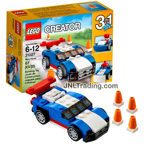 Lego Year 2015 Creator Series Vehicle Set #31027 - BLUE RACER with Alternative Mode as Snowplow and Buggy (Total Pieces: 67)
