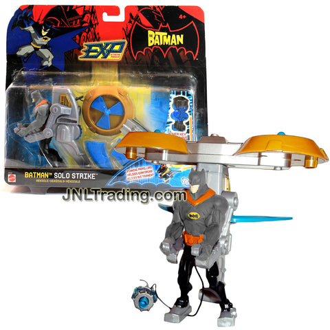 Mattel Year 2006 The Batman EXP Extreme Power Series 5 Inch Tall Action Figure Vehicle Set - Grey Costume Variant BATMAN SOLO STRIKE with Twin Propeller Chopper and Power Key