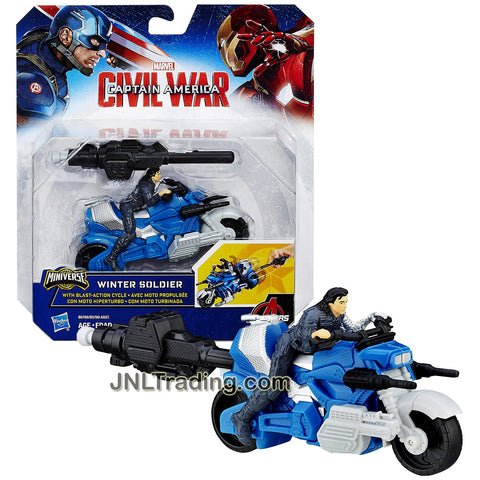 Marvel Year 2015 Captain America Civil War Movie Series Miniverse 4-1/2 Inch Long Vehicle Set - WINTER SOLDIER in Blast Action Cycle with Launcher