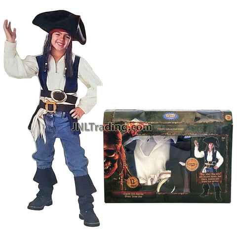 Pirates of the Caribbean Dead Man Chest Costume Captain Jack Sparrow Deluxe Action Suit w/ Vest, Shirt, Sash, Boot Covers, Belts, Bandana, Hat & Cards