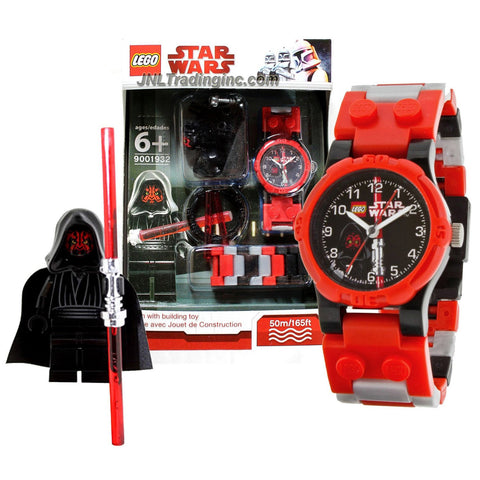 Lego Year 2010 Star Wars Series Watch with Minifigure Set #9001932 - DARTH MAUL Watch Plus Darth Maul Minifigure with Red Double Lightsaber (Water Resistant: 50m/165ft)