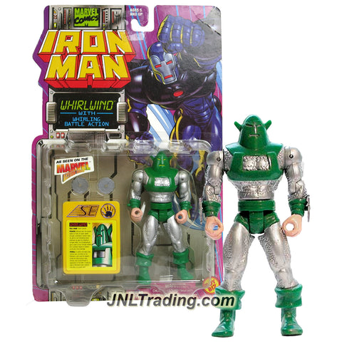 ToyBiz Year 1995 Marvel Comics IRON MAN Series 5 Inch Tall Action Figure - WHIRLWIND with Whirlwind Battle Action, Saw Blade and Data Card