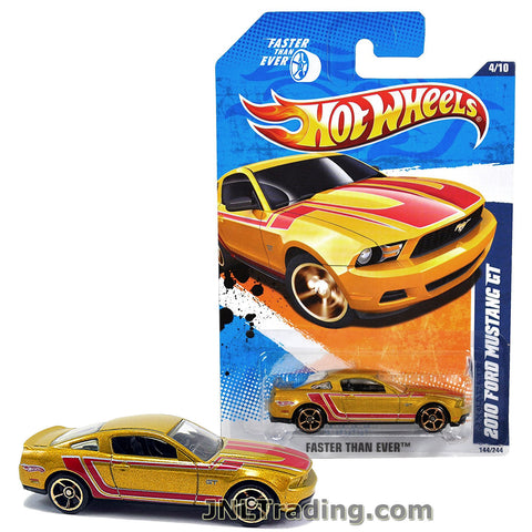 Hot Wheels Year 2010 New Models Series Set 1:64 Scale Die Cast Car Set #4 - Gold Color Sports Coupe 2010 FORD MUSTANG GT
