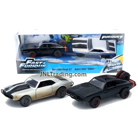 Jada Fast & Furious 7 Series 1:32 Scale Die Cast Car Set - DOM'S DODGE CHARGER R/T and ROMAN'S CHEVY CAMARO
