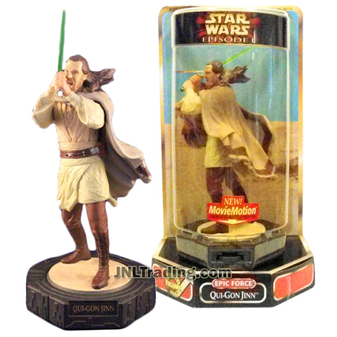 Star Wars Year 1999 Episode 1 The Phantom Menace Epic Force Series 6-1/2 Inch Tall Figure : QUI-GON JINN Lightsaber and Rotating Display Base