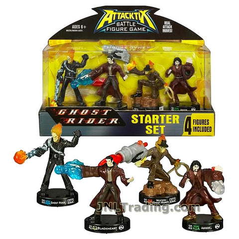 Attacktix Year 2006 Battle Figure Game Marvel Series 4 Pack Figure Starter Set - GHOST RIDER, BLACKHEART, WESTERN GHOST RIDER and ABIGOR