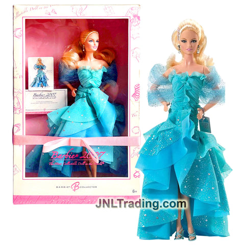 Year 2006 Pink Label Collector 12 Inch Doll - The Most Collectible Doll in the World Caucasian Model BARBIE 2007 K8667 in Turquoise Chiffon Gown