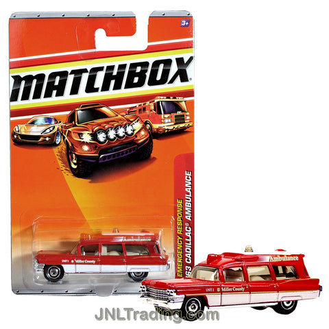 Matchbox Year 2009 Emergency Response Series 1:64 Scale Die Cast Metal Car #55 - Red Station Wagon Unit 2 Miller County '63 CADILLAC AMBULANCE R4983
