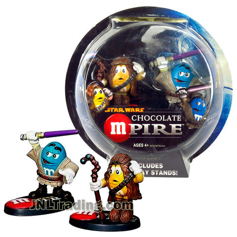 Star Wars Year 2005 Chocolate M&M Mpire Series 2 Pack 2-1/2 Inch Tall Figure - CHEWBACCA and MACE WINDU with Display Stands