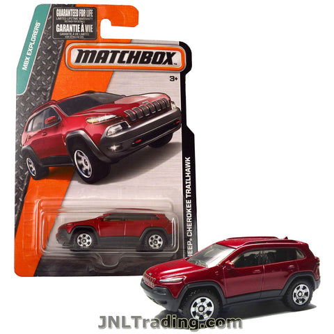 Matchbox Year 2015 MBX Explorers Series 1:64 Scale Die Cast Metal Car - Red Color Sport Utility Vehicle SUV JEEP CHEROKEE TRAILHAWK CFW56