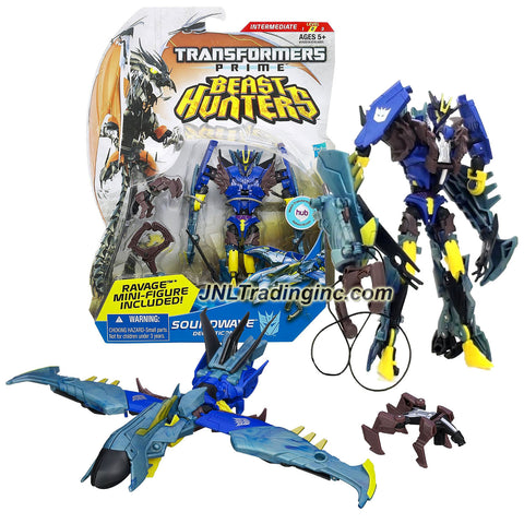 Hasbro Year 2012 Transformers Prime "Beast Hunters" Series Deluxe Class 6 Inch Tall Robot Action Figure - #002 Decepticon SOUNDWAVE with Talon Grapple Cannon and Ravage Mini Figure (Vehicle Mode: Recon Drone)