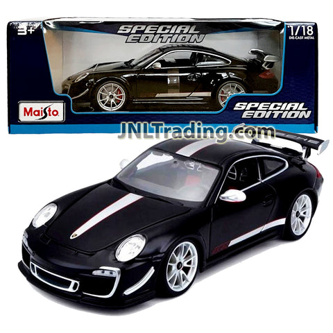 Maisto Special Edition Series 1:18 Scale Die Cast Car Set - Black Sports Coupe PORSCHE 911 GT3 RS 4.0 with Spoiler and Display Base
