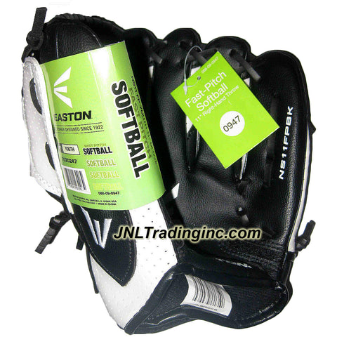 Easton Fast Pitch Softball Youth 11 Inch Right Hand Throw Glove - Model: NS11FPBK , Color: White and Black