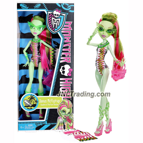 Mattel Year 2012 Monster High Fish Bone Shores 10 Inch Doll - Venus McFlytrap Daughter of The Plant Monster with Purse, Sunglasses and Beach Towel