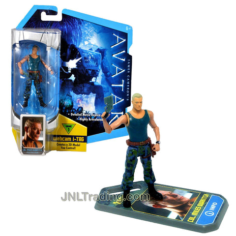 Year 2009 James Cameron's AVATAR Highly Articulated Detailed Movie Replica 4 Inch Tall Action Figure - COL. MILES QUARITCH with Pistol and Level 1 Webcam i-Tag (R2297)