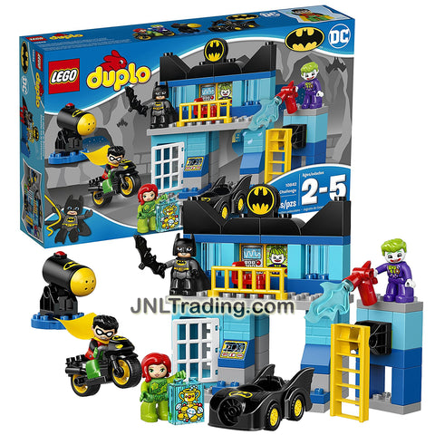 Lego Year 2017 Duplo DC Series Set #10842 - BATCAVE CHALLENGE with Batmobile, Batcycle and Batman, Robin, The Joker and Poison Ivy Figure (Pieces: 83)