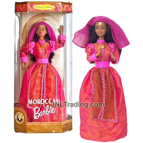 Year 1998 Barbie Collector Edition Dolls of the World 12 Inch Doll - MOROCCAN Model with Veil, Necklace, Hairbrush and Doll Stand