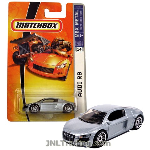 Matchbox Year 2007 MBX Metal Ready For Action Series 1:64 Scale Die Cast Metal Car #14 - Silver Color Luxury Coupe AUDI R8 K7487