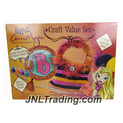 MGA Entertainment Bratz Genie Magic Series CRAFT VALUE SET with Kit to Knit a Trendy Purse and Paint Kit for the Fashion Pillow