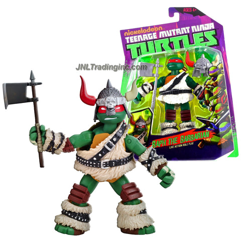 Playmates Year 2014 Nickelodeon Teenage Mutant Ninja Turtles 5 Inch Tall Action Figure - Live Action Role Play RAPH THE BARBARIAN with Viking Helmet and Battle Axe
